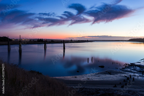 Beautiful view at the Coquille River sunset, Oregon