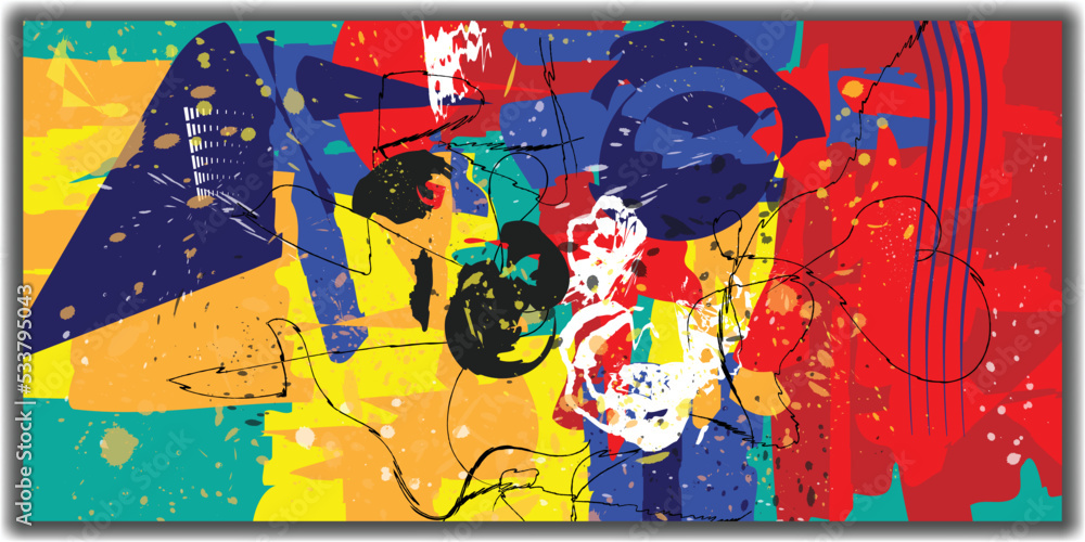 Fototapeta premium Contemporary Abstract art painting colorful, surrealism painting.