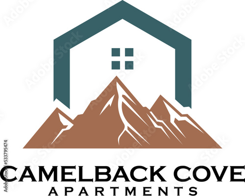 Mountain with Home, like Camelback Cove Mountain Shape logo design