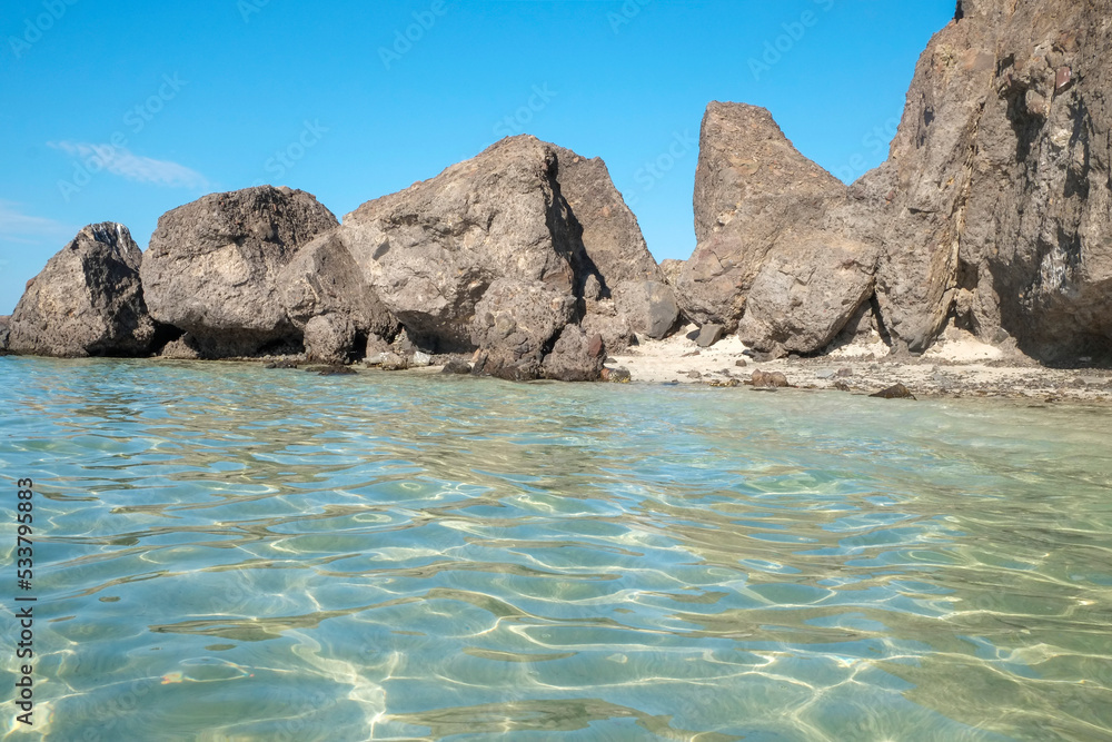 Baja California, Mexico. Sea of Cortez. Large rocks on the shore.