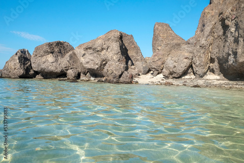 Baja California  Mexico. Sea of Cortez. Large rocks on the shore.