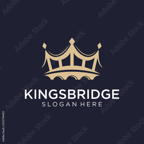 Bridge With Crown Logo Design Template