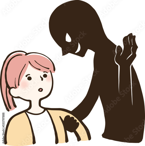 女の子を誘拐しようとする不審者　イラスト