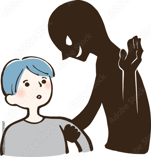 男の子を誘拐しようとする不審者　イラスト