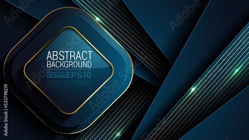 luxury abstract background dark blue color,square and straight lines overlap layer shadow gradients space composition, 3840 x 2160 monitor size for banner, flyer cover layout, template design