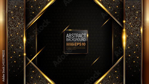 black gold background  luxury image abstract  straight lines overlap layer shadow gradients space composition  3840 x 2160 monitor size for banner  flyer cover layout  template design