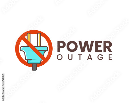 Blackout, Power outage icon symbol sticker. Disconnect concept, error connection. Electric plug and outlet socket unplugged.
