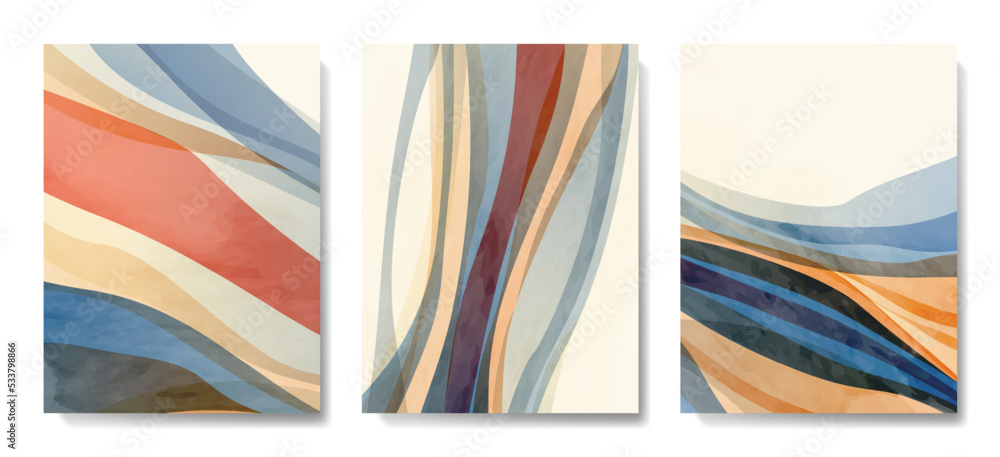 Abstract ink art background in coral and blue pastel colors. Set of hand drawn watercolor prints in the form of waves for decoration, interior design, wallpapers, posters, textiles. Abstract ink art background in coral and blue pastel colors. Set of hand drawn watercolor prints in the form of waves for decoration, interior design, wallpapers, posters, textiles.