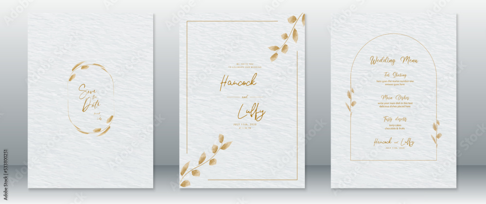 Wedding invitation card template luxury design with gold frame ,gold ...