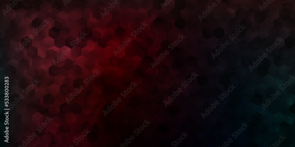 Dark blue, red vector backdrop with a batch of hexagons. Dark blue, red vector backdrop with a batch of hexagons.
