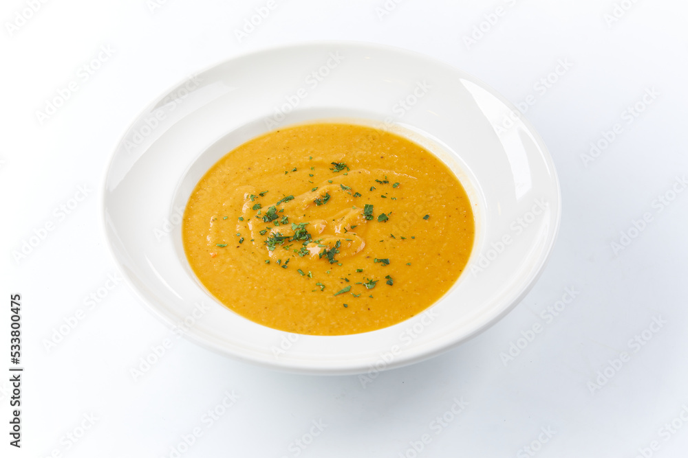 pumpkin soup on the white pumpkin soup on the white