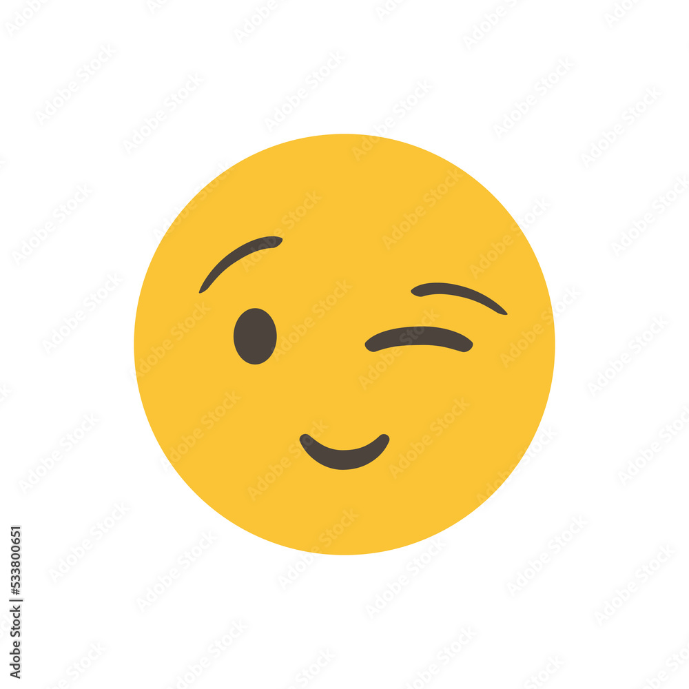 Winky face signals a joke or a hidden meaning. Vector illustration. realistic emoticon. isolated in white background. Vector Emoji. for interface Winky face signals a joke or a hidden meaning. Vector illustration. realistic emoticon. isolated in white background. Vector Emoji. for interface