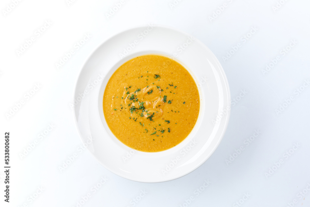 pumpkin soup on the white pumpkin soup on the white