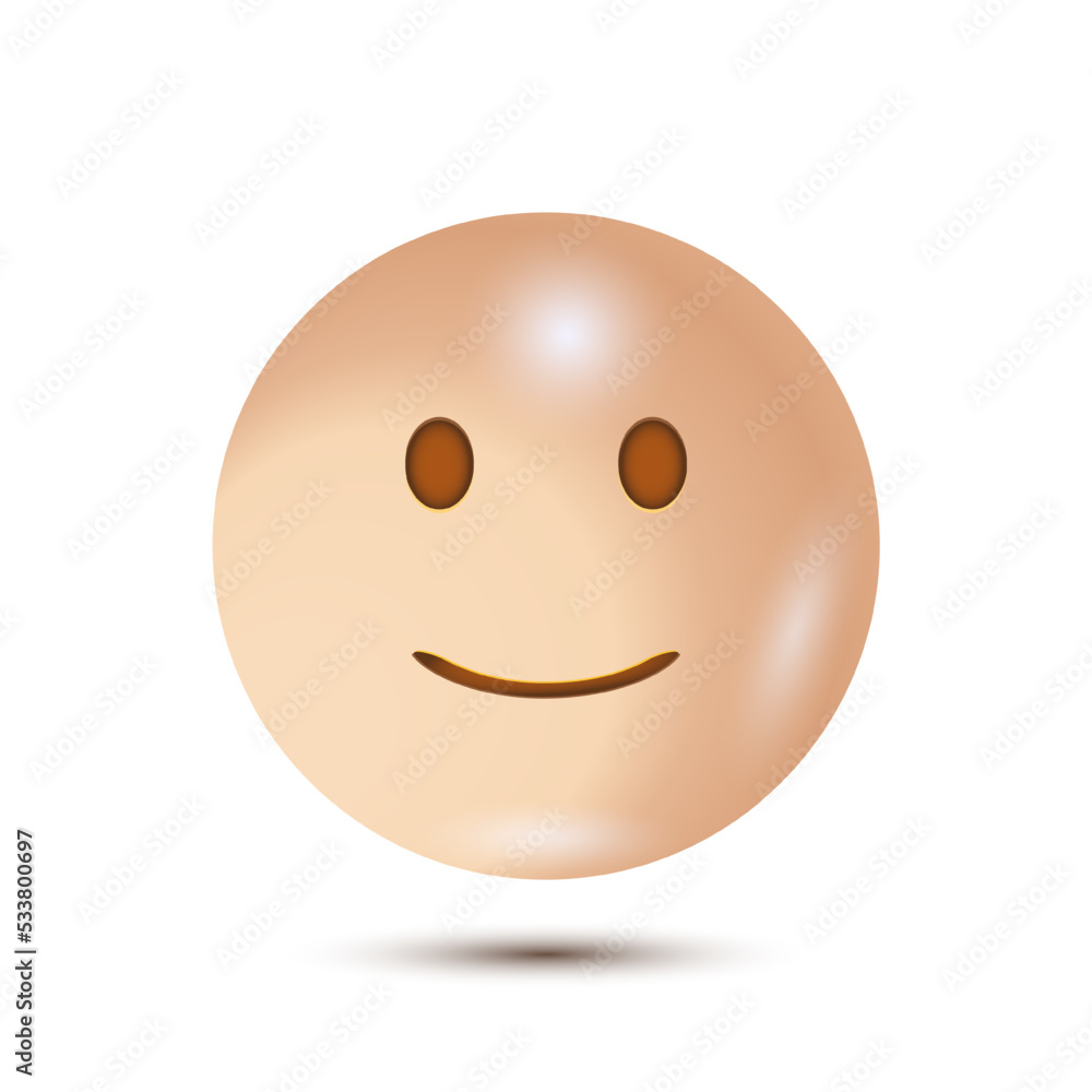 Fototapeta premium Slightly smiling face. Ironic smile, pain behind the smile. 3D stylized vector icon. realistic emoticon. 3D emoticon for web. Vector Emoticon. for web interface