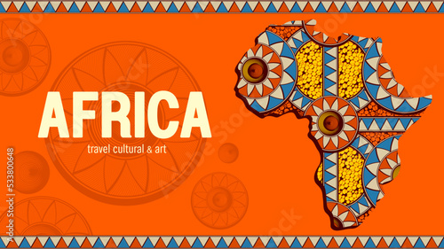african patterned map illustration travel cultural & art, wallpaper template, banner website design, tribal pattern traditional concept composition 3840 x 2160 monitor size