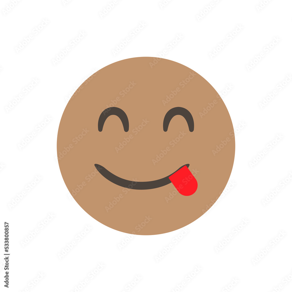 Fototapeta premium Tasty, deliciuos, yum. Vector illustration. realistic emoticon. isolated in white background. Vector Emoji. for web interface