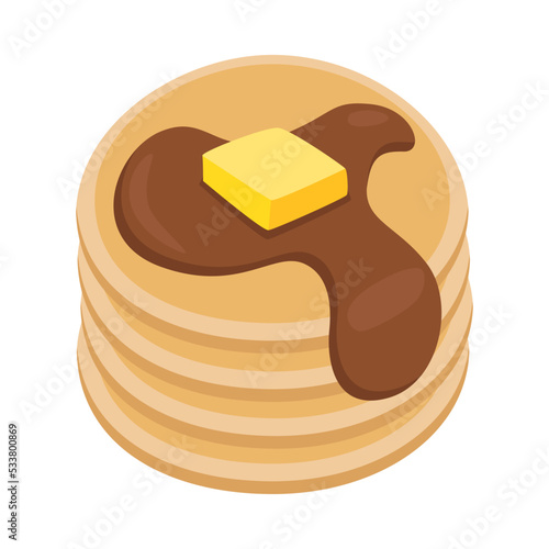 Pancakes Sign Emoji Icon Illustration. Breakfast Vector Symbol Emoticon Design Clip Art Sign Comic Style.