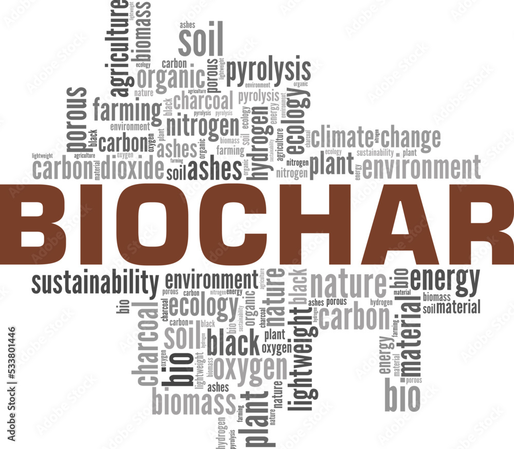 Biochar word cloud conceptual design isolated on white background. Biochar word cloud conceptual design isolated on white background.