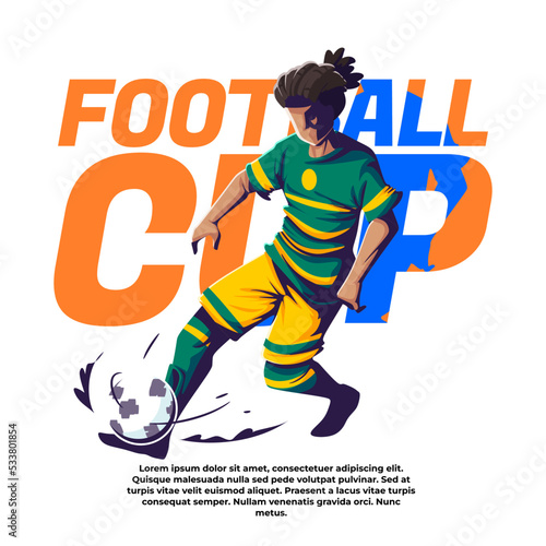illustration of international soccer competition of a player dribbling the ball