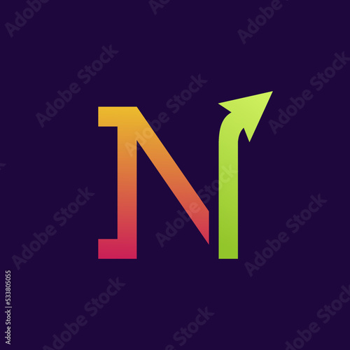 letter N logo with arrow shape design