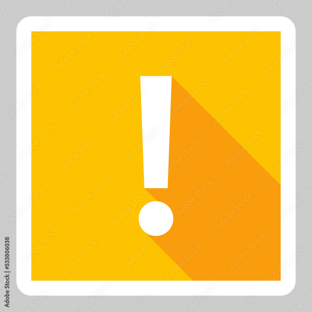Exclamation mark, Attention sign, Caution icon, Hazard warning symbol, vector mark symbols Yellow style. White stroke design. Isolated icon. Exclamation mark, Attention sign, Caution icon, Hazard warning symbol, vector mark symbols Yellow style. White stroke design. Isolated icon.