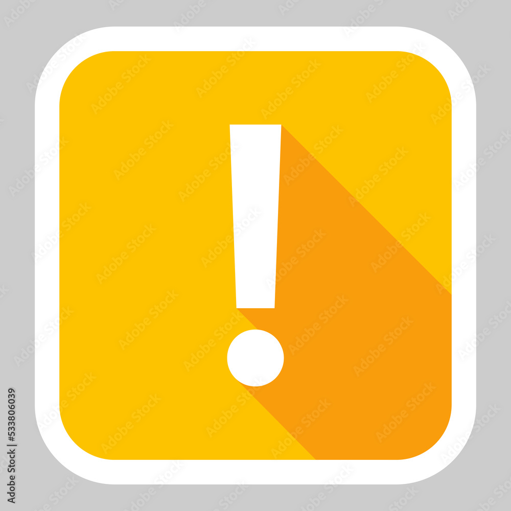 Exclamation mark, Attention sign, Caution icon, Hazard warning symbol, vector mark symbols Yellow style. White stroke design. Isolated icon. Exclamation mark, Attention sign, Caution icon, Hazard warning symbol, vector mark symbols Yellow style. White stroke design. Isolated icon.