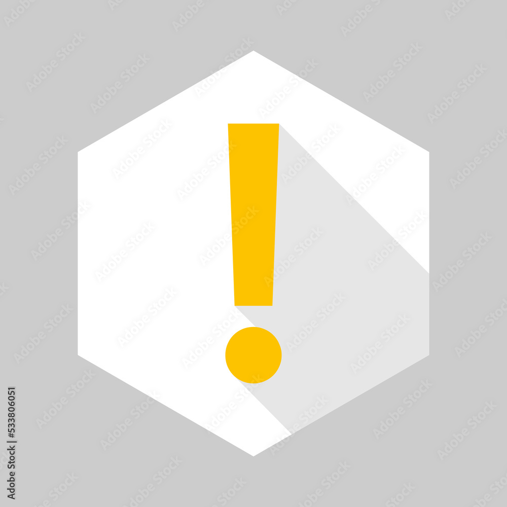 Exclamation mark, Attention sign, Caution icon, Hazard warning symbol, vector mark symbols Yellow style. Isolated icon. Exclamation mark, Attention sign, Caution icon, Hazard warning symbol, vector mark symbols Yellow style. Isolated icon.