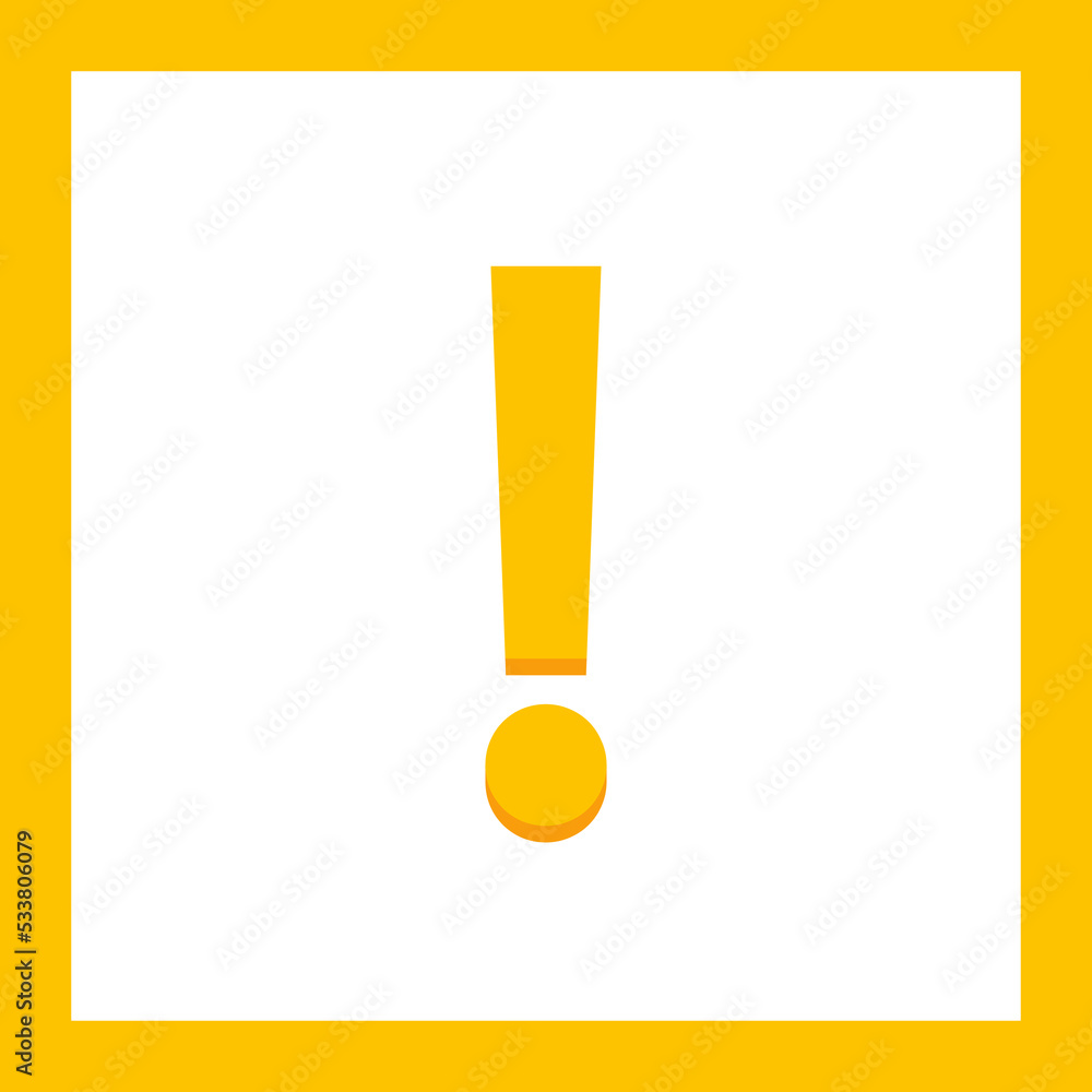 Exclamation mark, Attention sign, Caution icon, Hazard warning symbol, vector mark symbols Yellow style. Isolated icon. Exclamation mark, Attention sign, Caution icon, Hazard warning symbol, vector mark symbols Yellow style. Isolated icon.