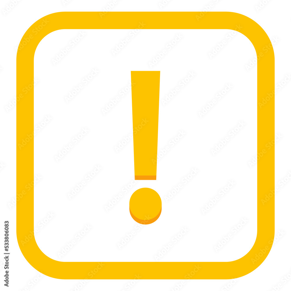 Exclamation mark, Attention sign, Caution icon, Hazard warning symbol, vector mark symbols Yellow style. Isolated icon. Exclamation mark, Attention sign, Caution icon, Hazard warning symbol, vector mark symbols Yellow style. Isolated icon.