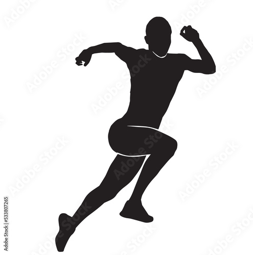 Running athlete vector silhouette illustration