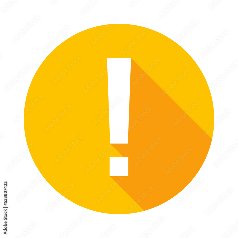 Exclamation mark, Attention sign, Caution icon, Hazard warning symbol, vector mark symbols Yellow style. Isolated icon. Exclamation mark, Attention sign, Caution icon, Hazard warning symbol, vector mark symbols Yellow style. Isolated icon.