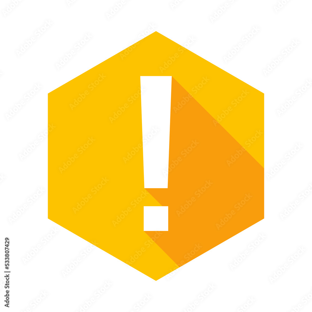 Exclamation mark, Attention sign, Caution icon, Hazard warning symbol, vector mark symbols Yellow style. Isolated icon. Exclamation mark, Attention sign, Caution icon, Hazard warning symbol, vector mark symbols Yellow style. Isolated icon.