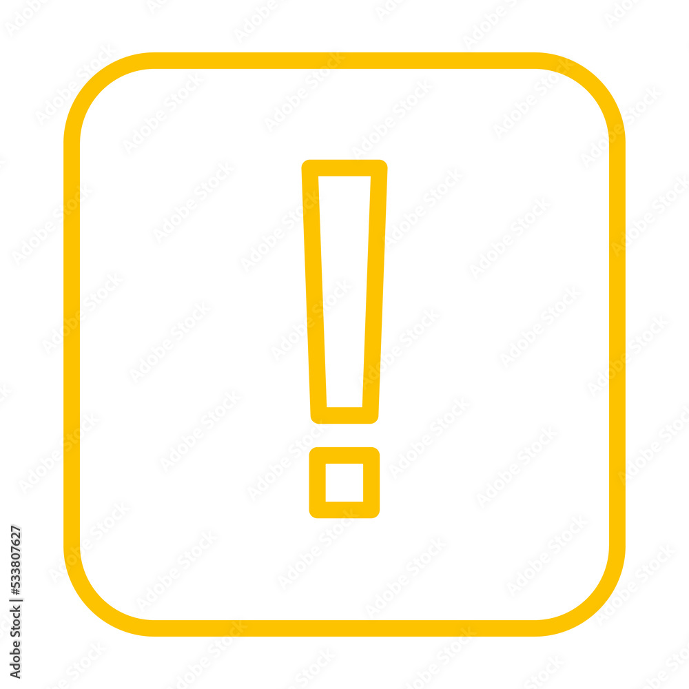 Exclamation mark, Attention sign, Caution icon, Hazard warning symbol, vector mark symbols Yellow style. Isolated icon. Exclamation mark, Attention sign, Caution icon, Hazard warning symbol, vector mark symbols Yellow style. Isolated icon.