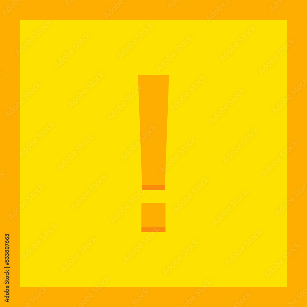 Exclamation mark, Attention sign, Caution icon, Hazard warning symbol, vector mark symbols Yellow style. Isolated icon. Exclamation mark, Attention sign, Caution icon, Hazard warning symbol, vector mark symbols Yellow style. Isolated icon.
