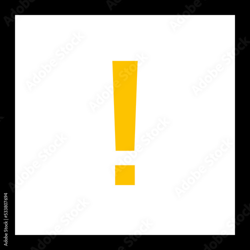 Exclamation mark, Attention sign, Caution icon, Hazard warning symbol, vector mark symbols Yellow style. Isolated icon.