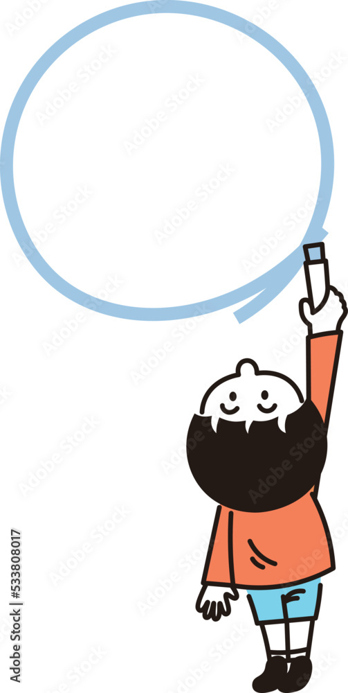 男の子がクレヨンで描いた丸が吹き出しになっているイラスト素材 男の子がクレヨンで描いた丸が吹き出しになっているイラスト素材