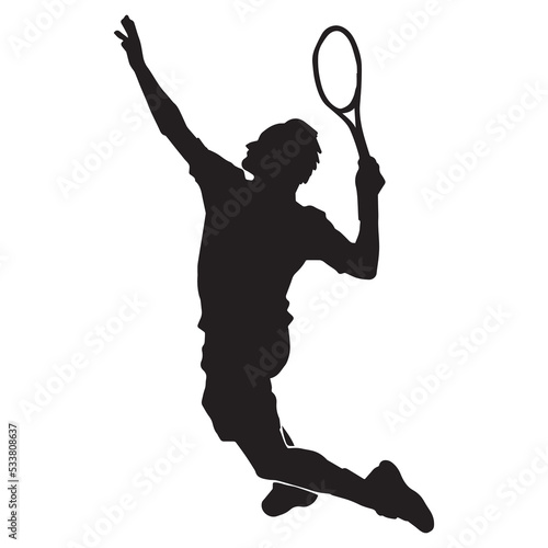 tennis court male athlete silhouette on white