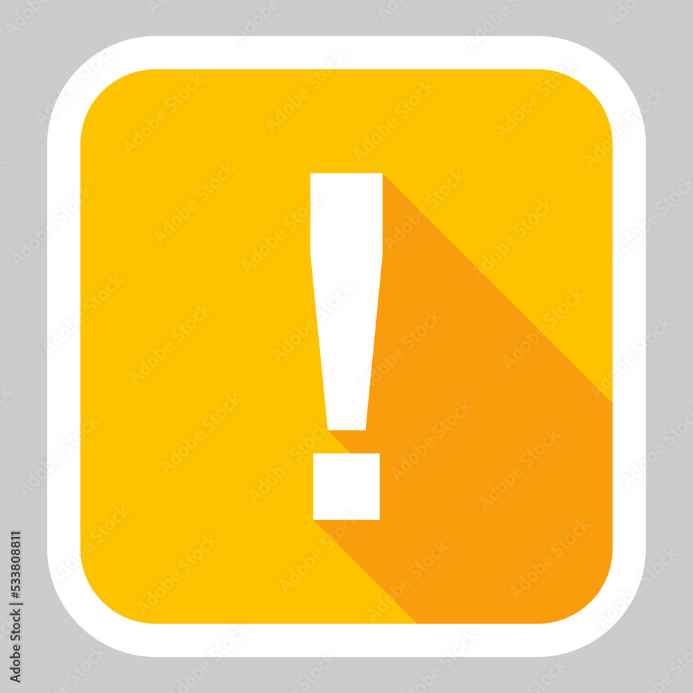 Exclamation mark, Attention sign, Caution icon, Hazard warning symbol, vector mark symbols Yellow style. White stroke design. Isolated icon. Exclamation mark, Attention sign, Caution icon, Hazard warning symbol, vector mark symbols Yellow style. White stroke design. Isolated icon.