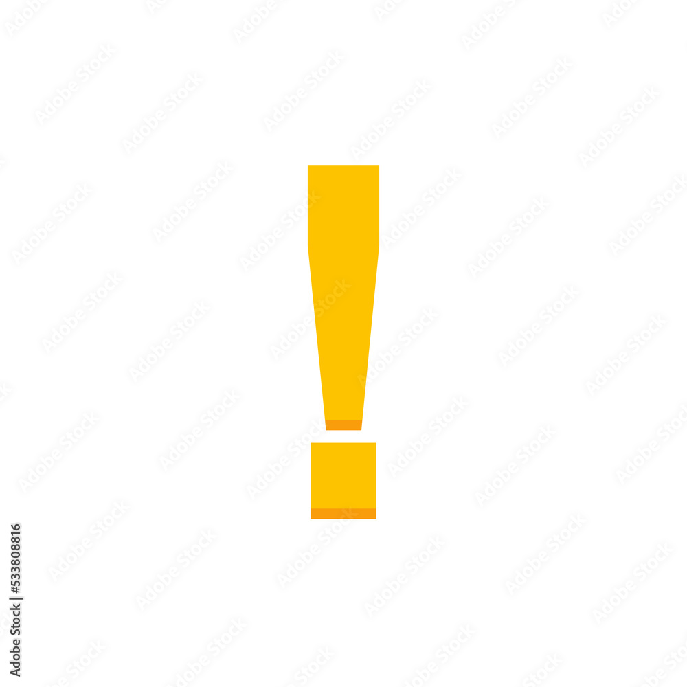 Exclamation mark, Attention sign, Caution icon, Hazard warning symbol, vector mark symbols Yellow style. Isolated icon. Exclamation mark, Attention sign, Caution icon, Hazard warning symbol, vector mark symbols Yellow style. Isolated icon.