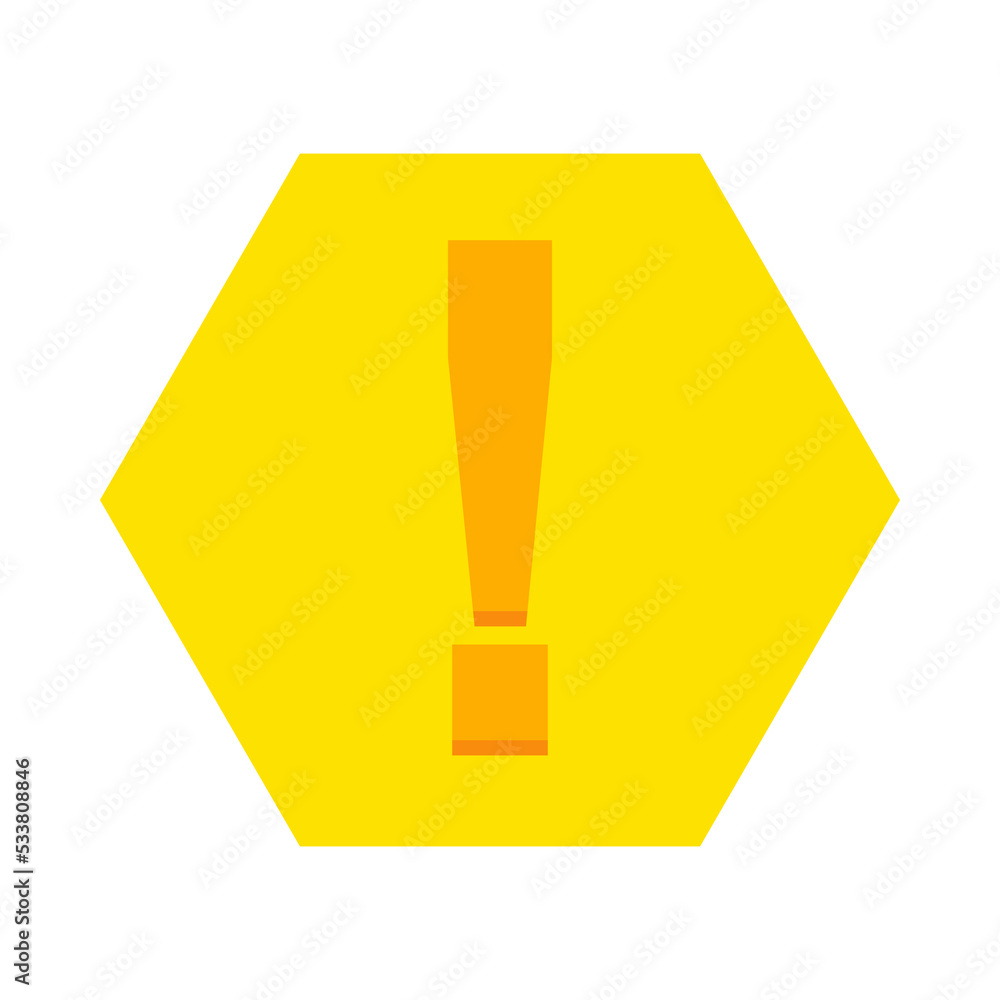 Exclamation mark, Attention sign, Caution icon, Hazard warning symbol, vector mark symbols Yellow style. Isolated icon. Exclamation mark, Attention sign, Caution icon, Hazard warning symbol, vector mark symbols Yellow style. Isolated icon.