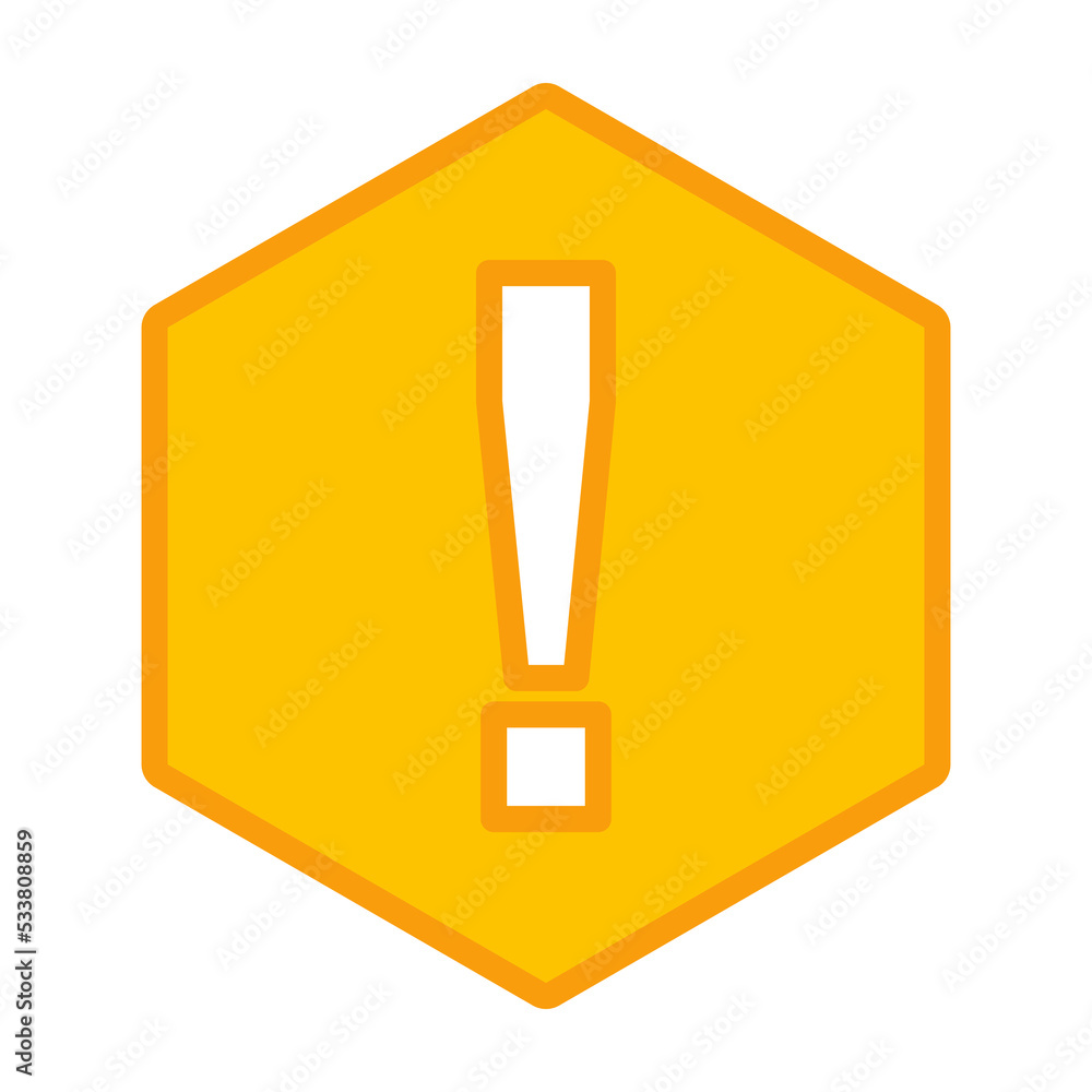 Exclamation mark, Attention sign, Caution icon, Hazard warning symbol, vector mark symbols Yellow style. Isolated icon. Exclamation mark, Attention sign, Caution icon, Hazard warning symbol, vector mark symbols Yellow style. Isolated icon.