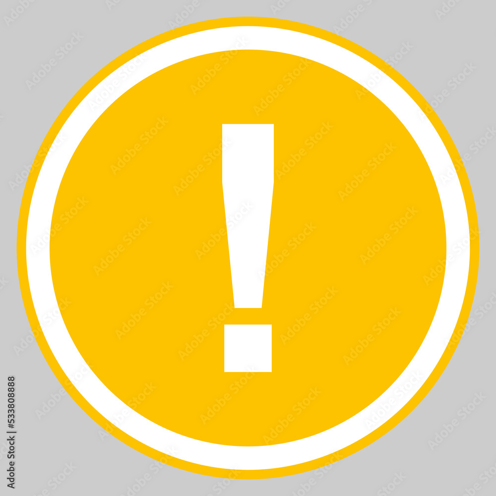 Exclamation mark, Attention sign, Caution icon, Hazard warning symbol, vector mark symbols Yellow style. Isolated icon. Exclamation mark, Attention sign, Caution icon, Hazard warning symbol, vector mark symbols Yellow style. Isolated icon.