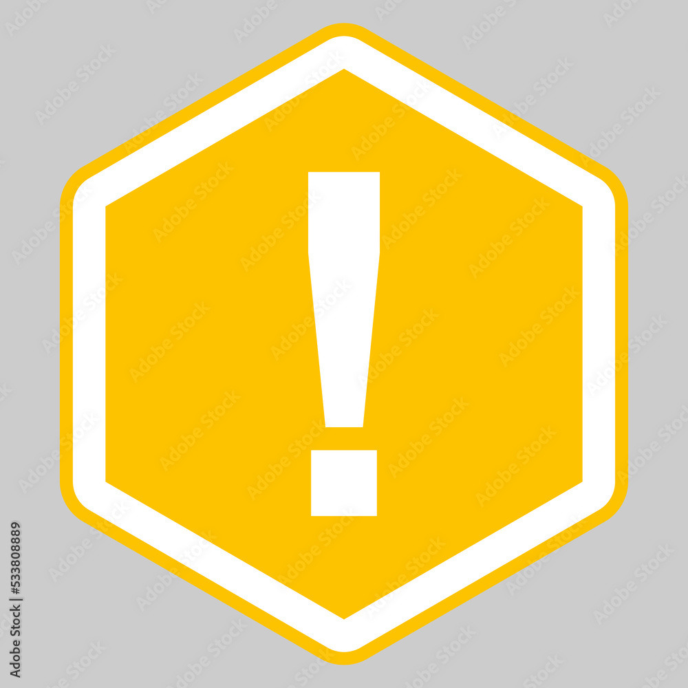 Exclamation mark, Attention sign, Caution icon, Hazard warning symbol, vector mark symbols Yellow style. Isolated icon. Exclamation mark, Attention sign, Caution icon, Hazard warning symbol, vector mark symbols Yellow style. Isolated icon.