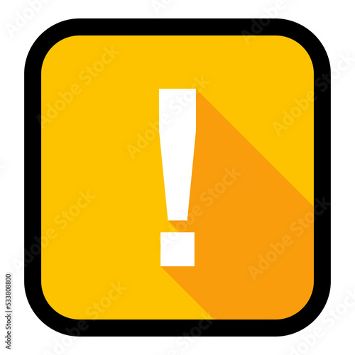 Exclamation mark, Attention sign, Caution icon, Hazard warning symbol, vector mark symbols Yellow style. Black stroke design. Isolated icon.