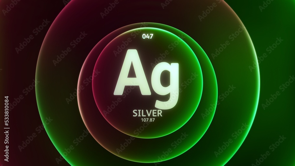 Silver as Element 47 of the Periodic Table. Concept illustration on ...