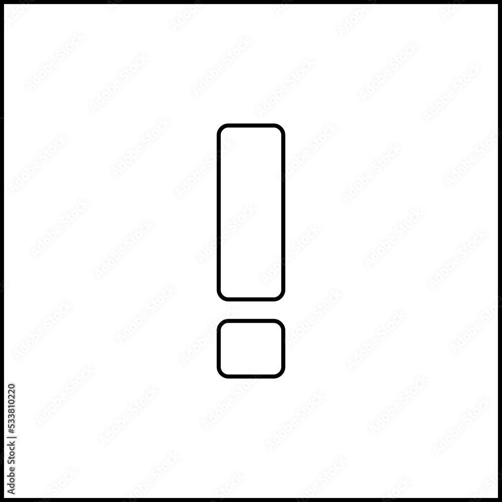 Exclamation mark, Attention sign, Caution icon, Hazard warning symbol, vector mark symbols. Black outline design. Isolated icon. Exclamation mark, Attention sign, Caution icon, Hazard warning symbol, vector mark symbols. Black outline design. Isolated icon.
