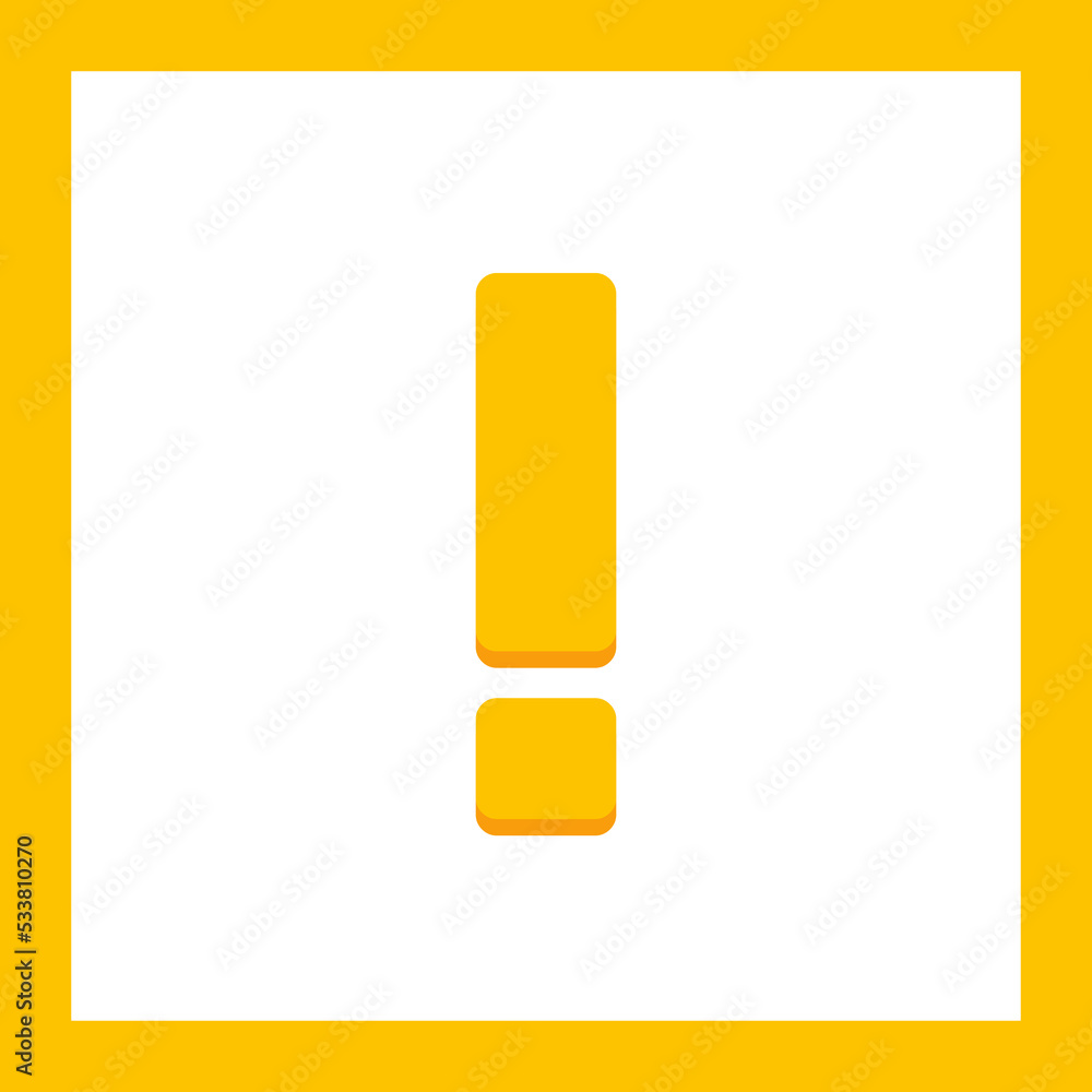Exclamation mark, Attention sign, Caution icon, Hazard warning symbol, vector mark symbols Yellow style. Isolated icon. Exclamation mark, Attention sign, Caution icon, Hazard warning symbol, vector mark symbols Yellow style. Isolated icon.