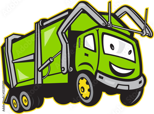 Garbage Rubbish Truck Cartoon