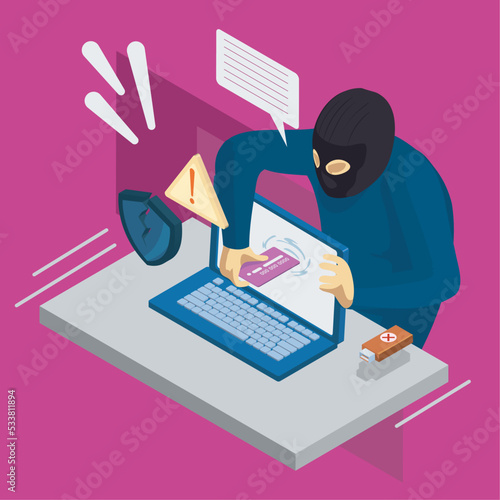 isometric cyber fraud card