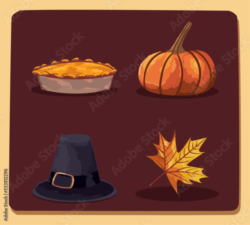 flat thanksgiving icons